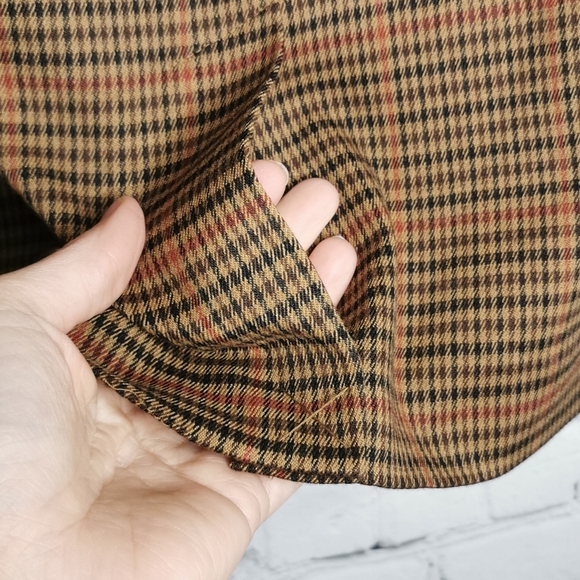 Amanda Smith Vintage 80s Brown Plaid Skirt Retro Preppy Academia Fall - Picture 6 of 10